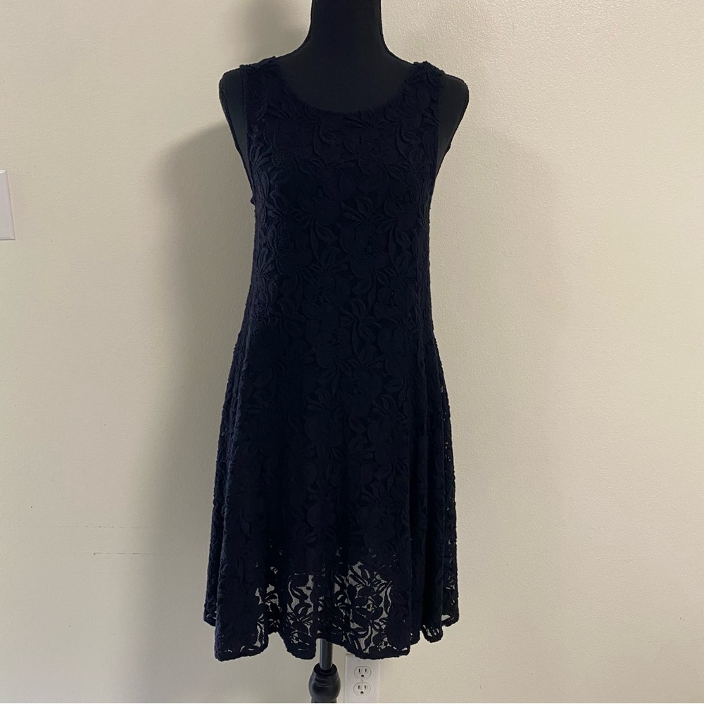 Free People Dress Womens Size Small Black Lace Miles Of Lace Dress Fit And Flare